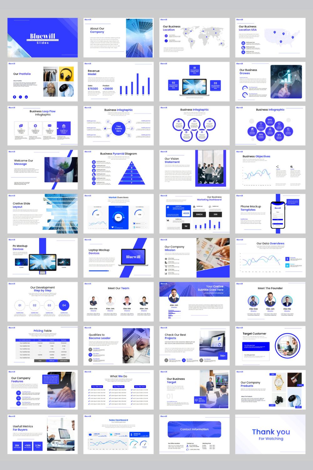 Bluewill- Business Pack PowerPoint templates, Powerful feature design pinterest preview image.