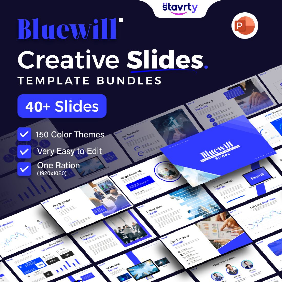 Bluewill- Business Pack PowerPoint templates, Powerful feature design cover image.