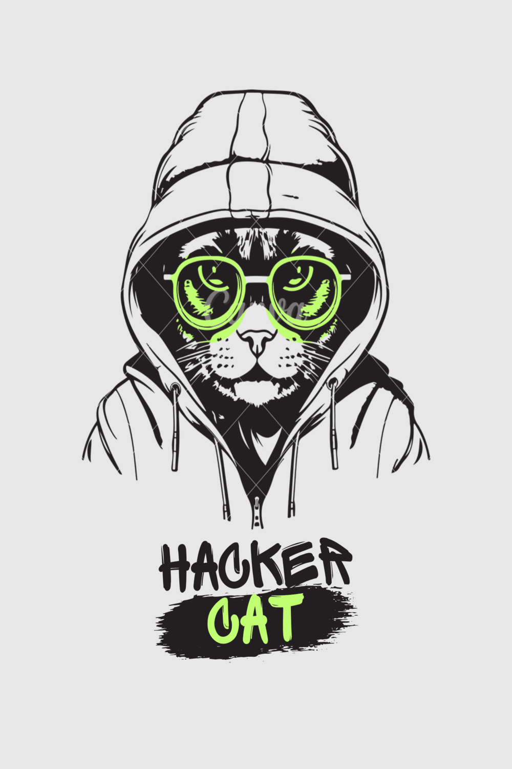 Hacker Cat T-shirt design pinterest preview image.