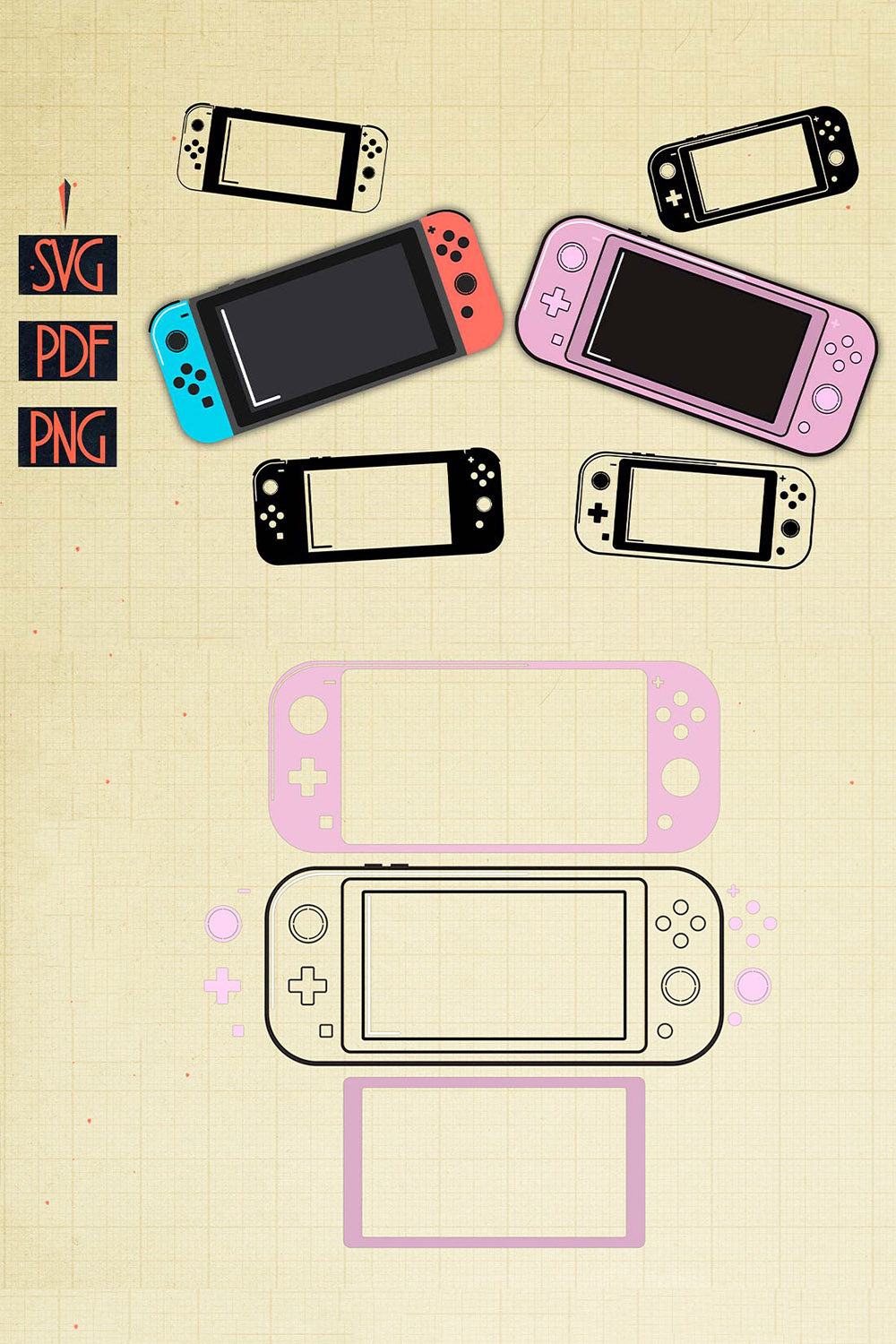 Game Console Clipart, Game svg, Switch svg, Lite svg pinterest preview image.