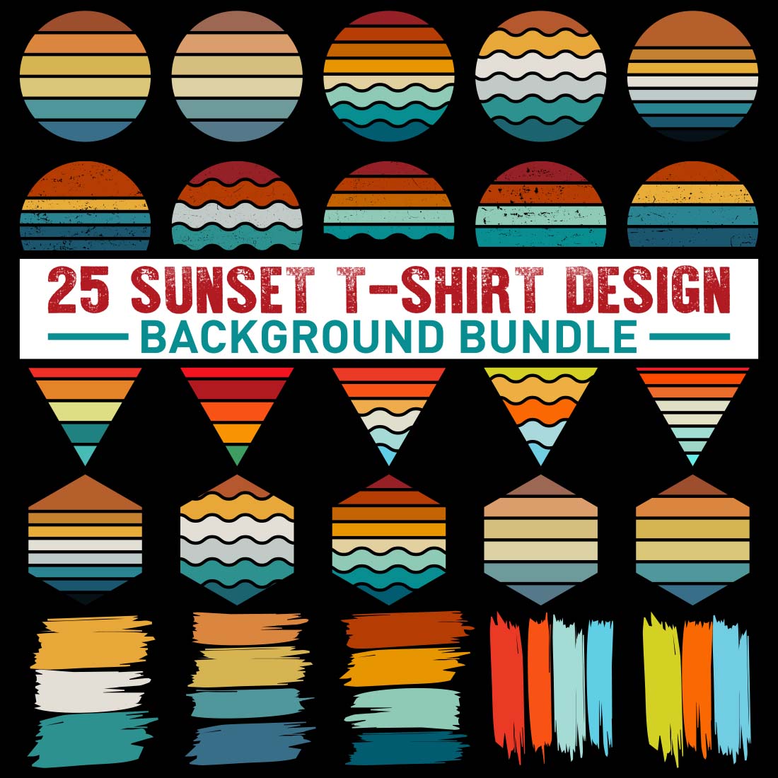 Sunset Vintage T-Shirt Design Background | Vintage Sunset preview image.