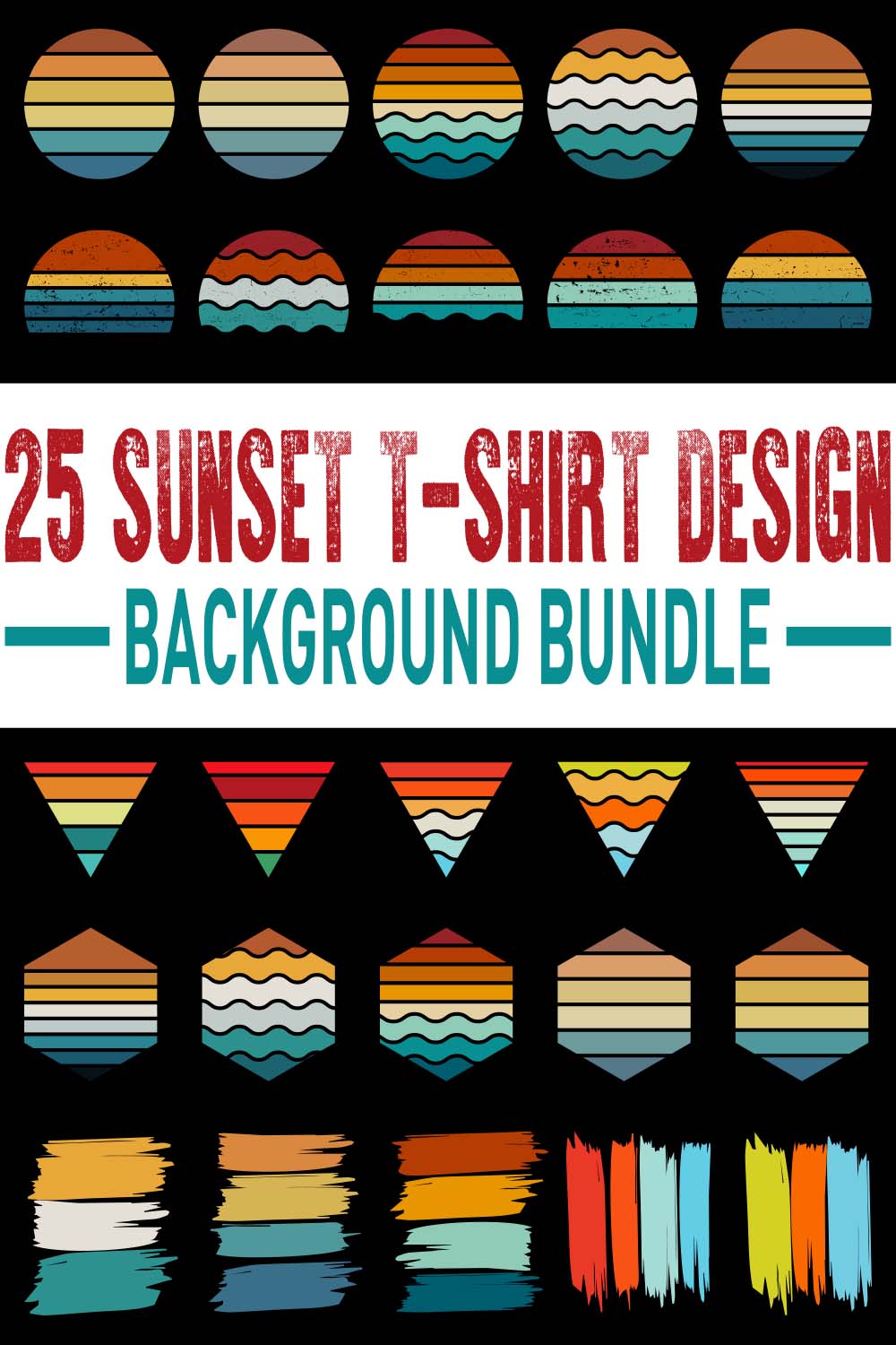 Sunset Vintage T-Shirt Design Background | Vintage Sunset pinterest preview image.