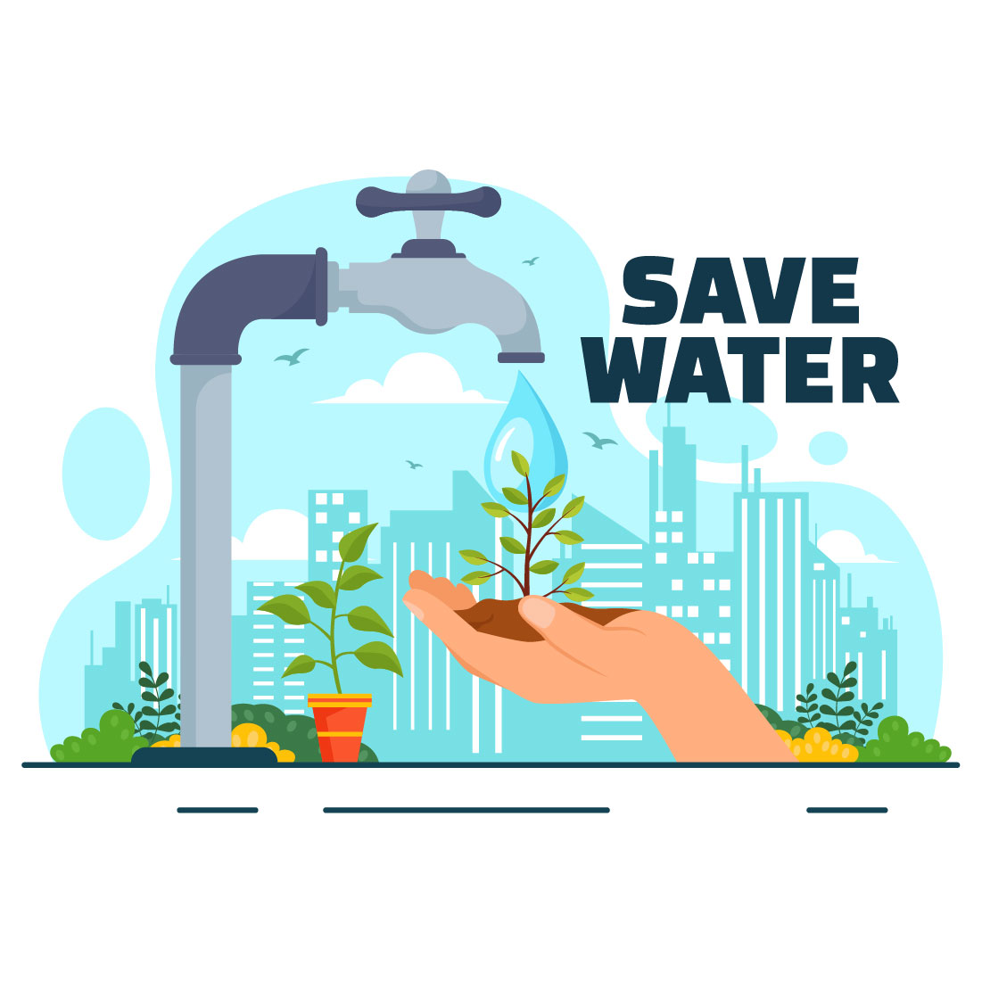 10 Water Saving Illustration preview image.