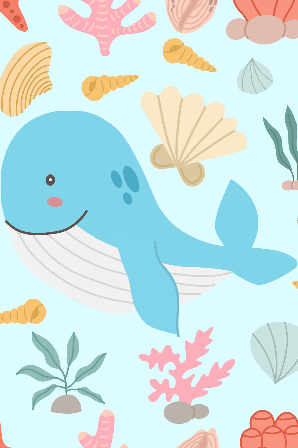 Whale Seamless Pattern pinterest preview image.
