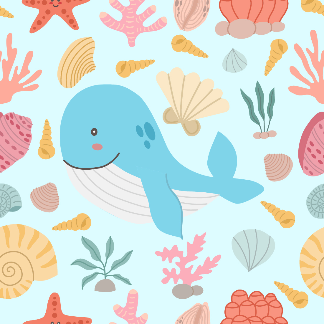 Whale Seamless Pattern preview image.