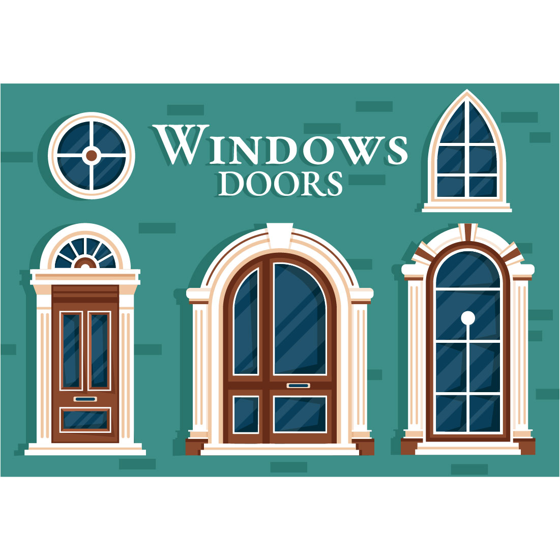 10 Doors and Windows illustration preview image.