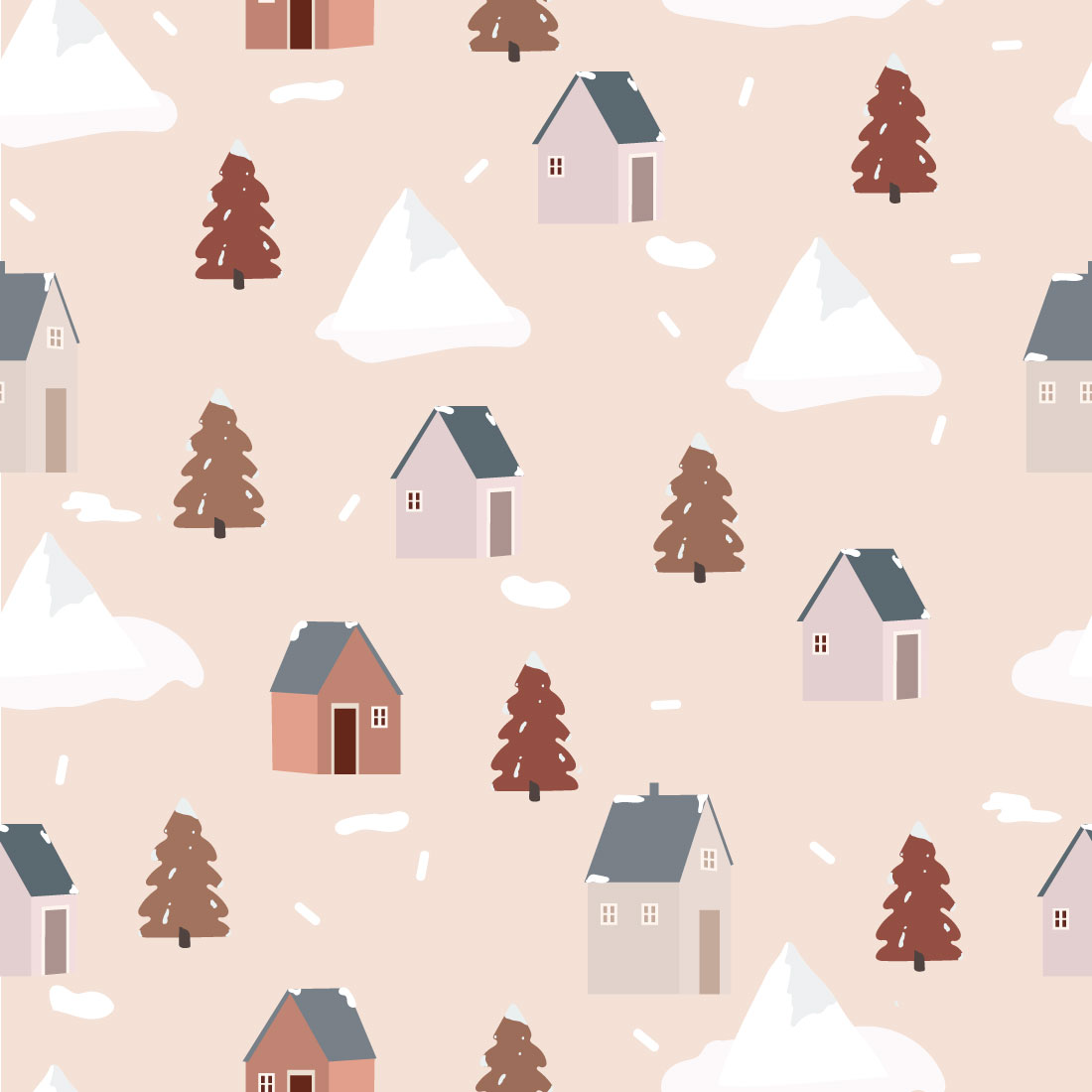 Winter House Seamless Pattern preview image.