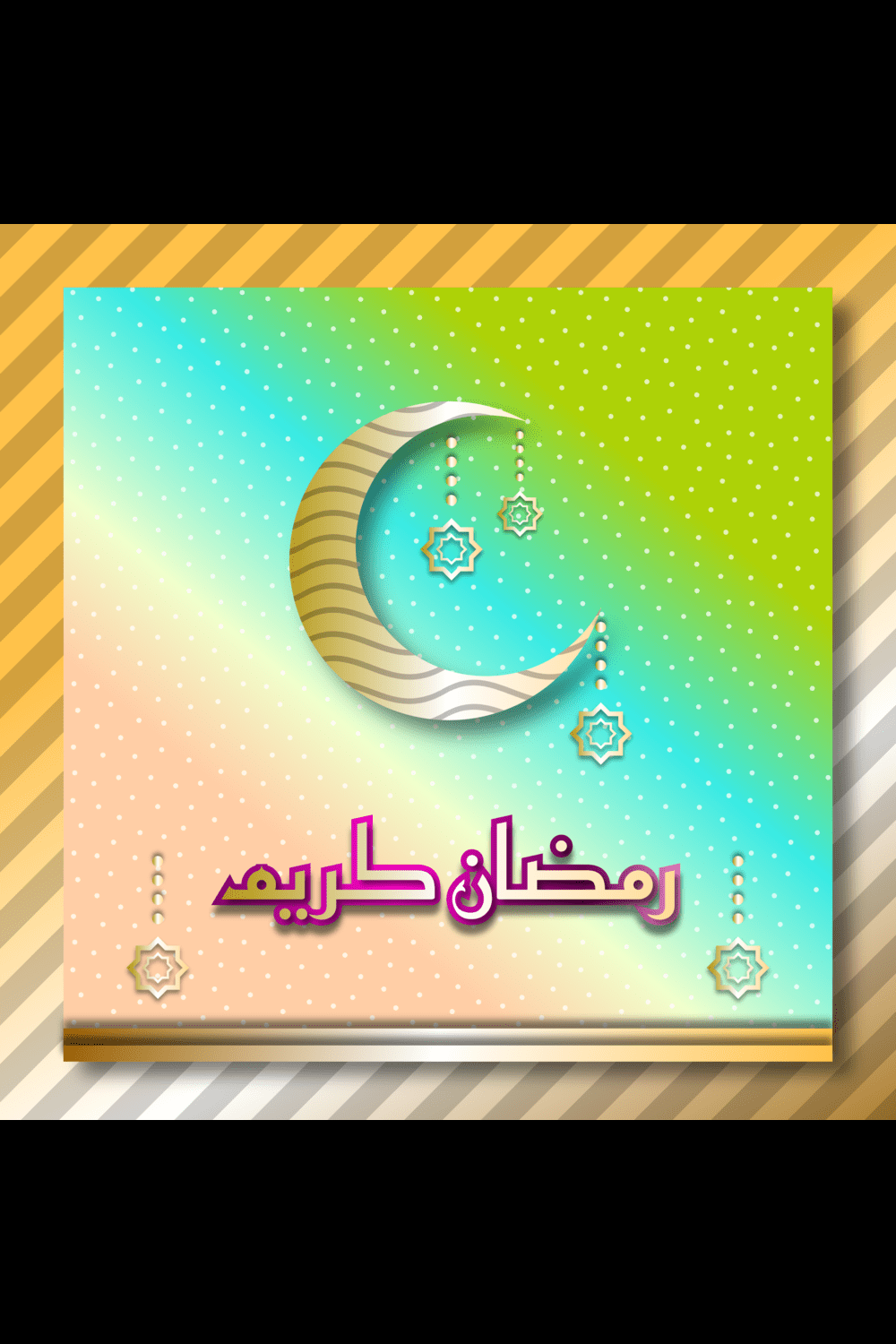 Ramadan background template, green and gold gradient Quiet and attractive pinterest preview image.