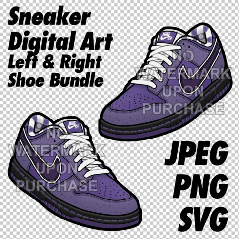 Dunk Low Purple Lobster JPEG PNG SVG Left & Right Shoe Bundle digital download cover image.