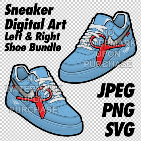 Air Force 1 Off White MCA University Blue Left & Right shoe bundle JPEG PNG SVG digital download cover image.