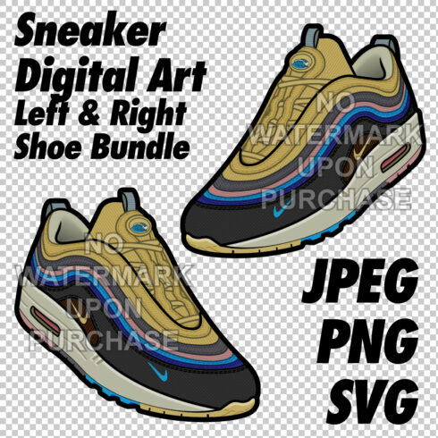 Air Max 1-97 Sean Wotherspoon JPEG PNG SVG Left & Right shoe bundle digital download cover image.