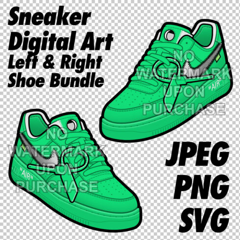 Air Force 1 Off White Green Left & Right shoe bundle JPEG PNG SVG digital download cover image.