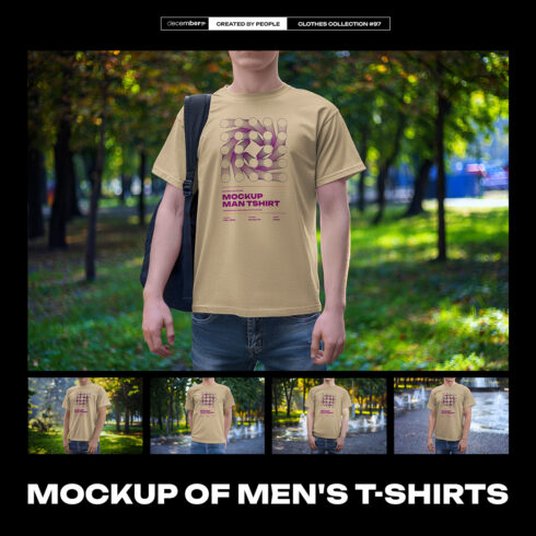 5 Mockups Man T-Shirt on the Street cover image.