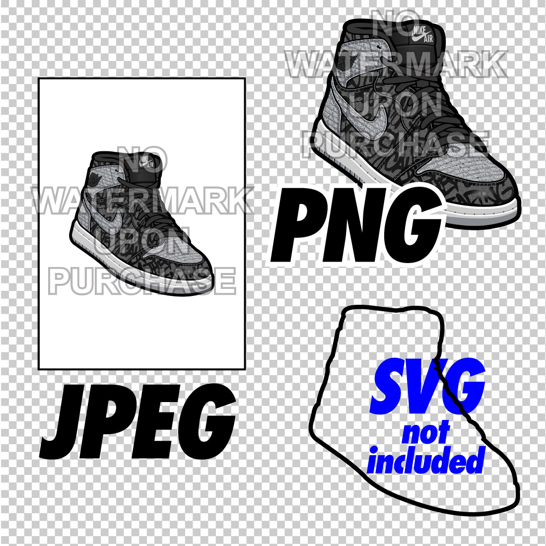 Air Jordan 1 Rebellionaire JPEG PNG Left & Right shoe digital download preview image.
