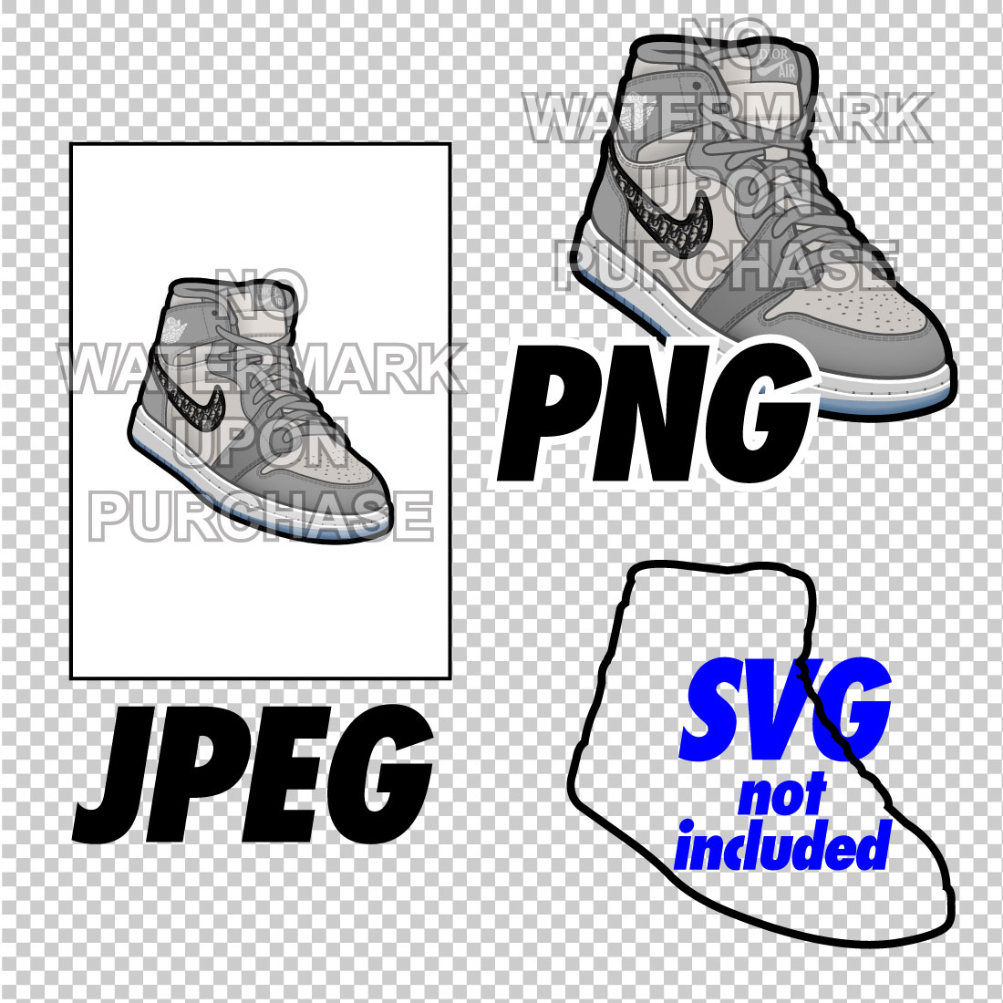 Air Jordan 1 Dior JPEG PNG left and right shoe bundle preview image.