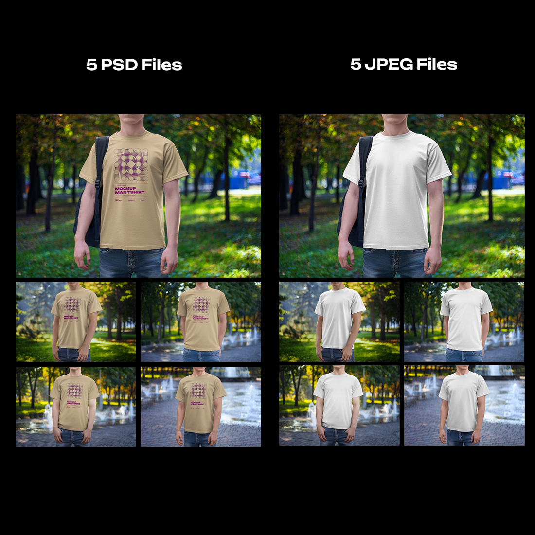 5 Mockups Man T-Shirt on the Street preview image.