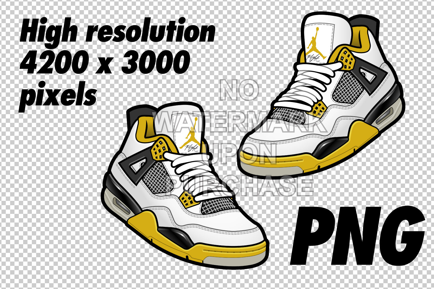 Air Jordan 4 Vivid Sulfur JPEG PNG SVG Sneaker Art Left & Right Shoe Bundle  Digital Download