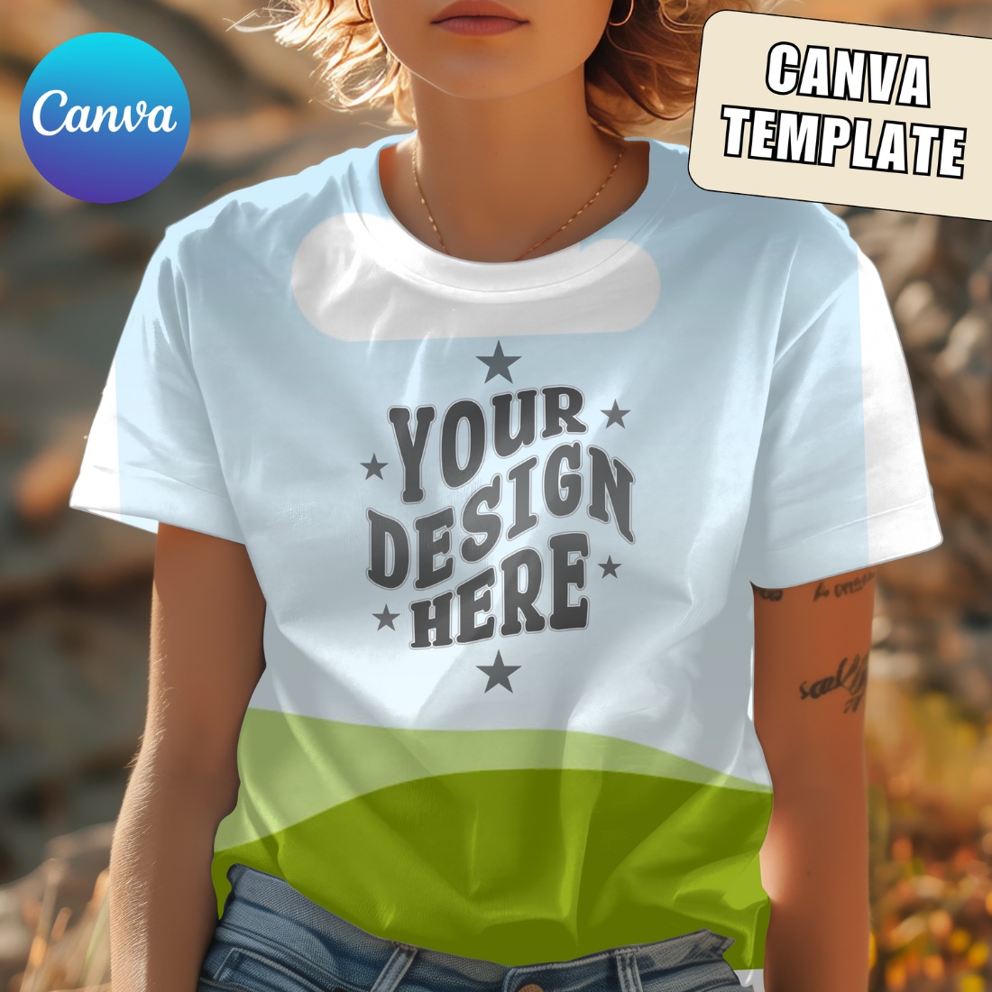 T-Shirt Template Canva Bella Canvas 3001 Mockup + Tutorial cover image.