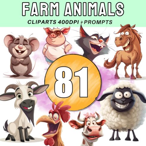Farm Animal Clipart Bundle Farm Animal png cover image.