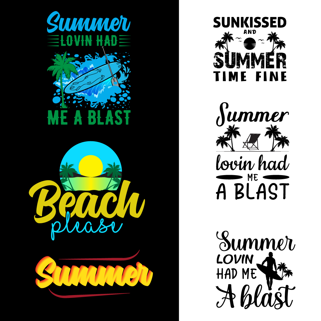 summer t-shirt design preview image.