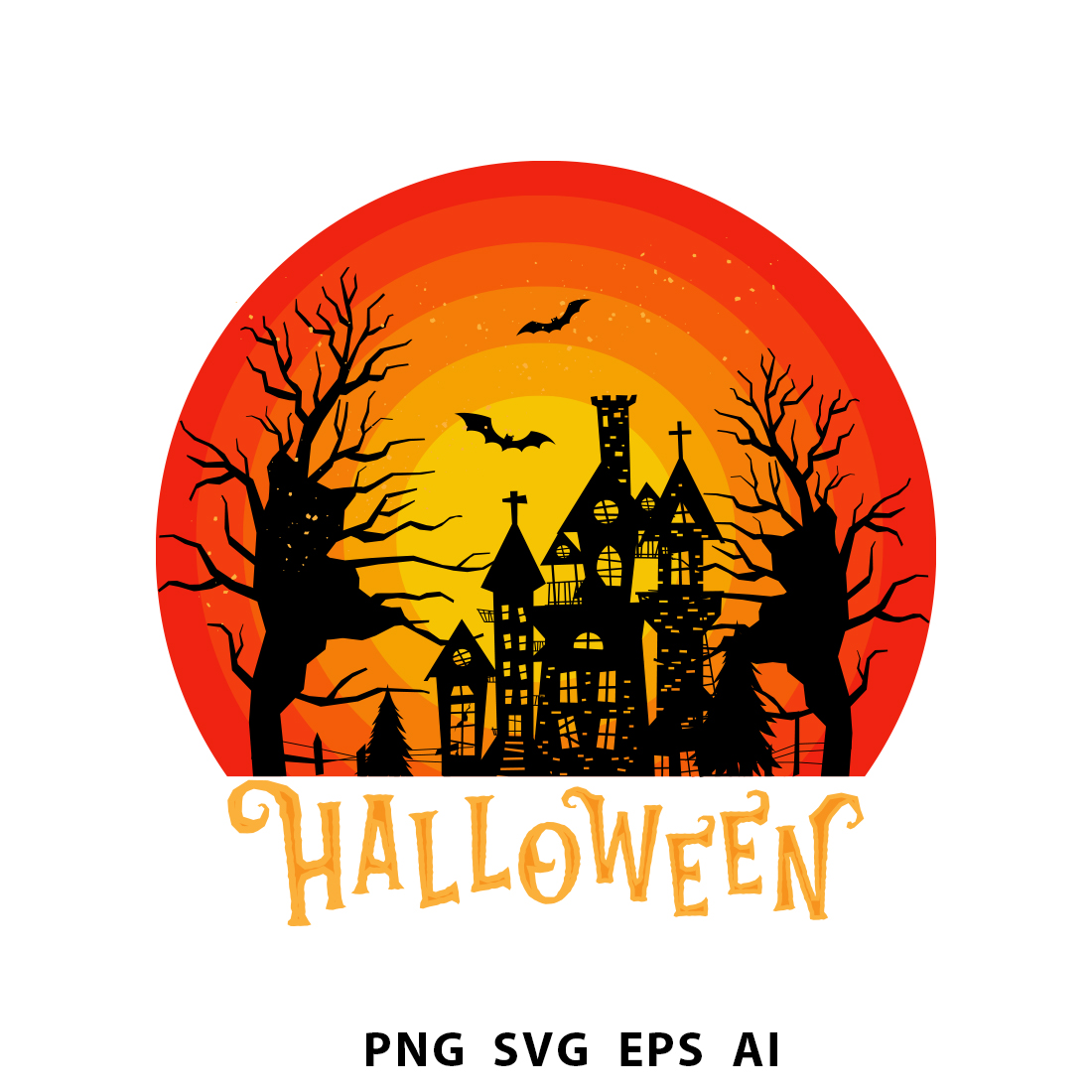Halloween T shirt design, scary night preview image.