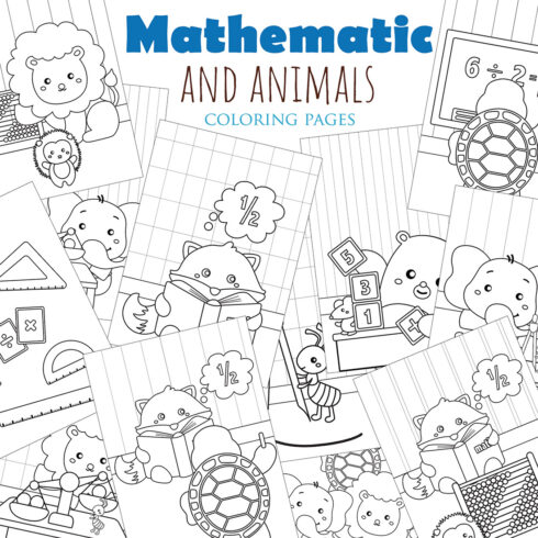 Cute and Funny Mathematics and Animal Learning Education School Formula Science Symbol Number Lesson Studying Cartoon Coloring Activity for Kids and Adult cover image.