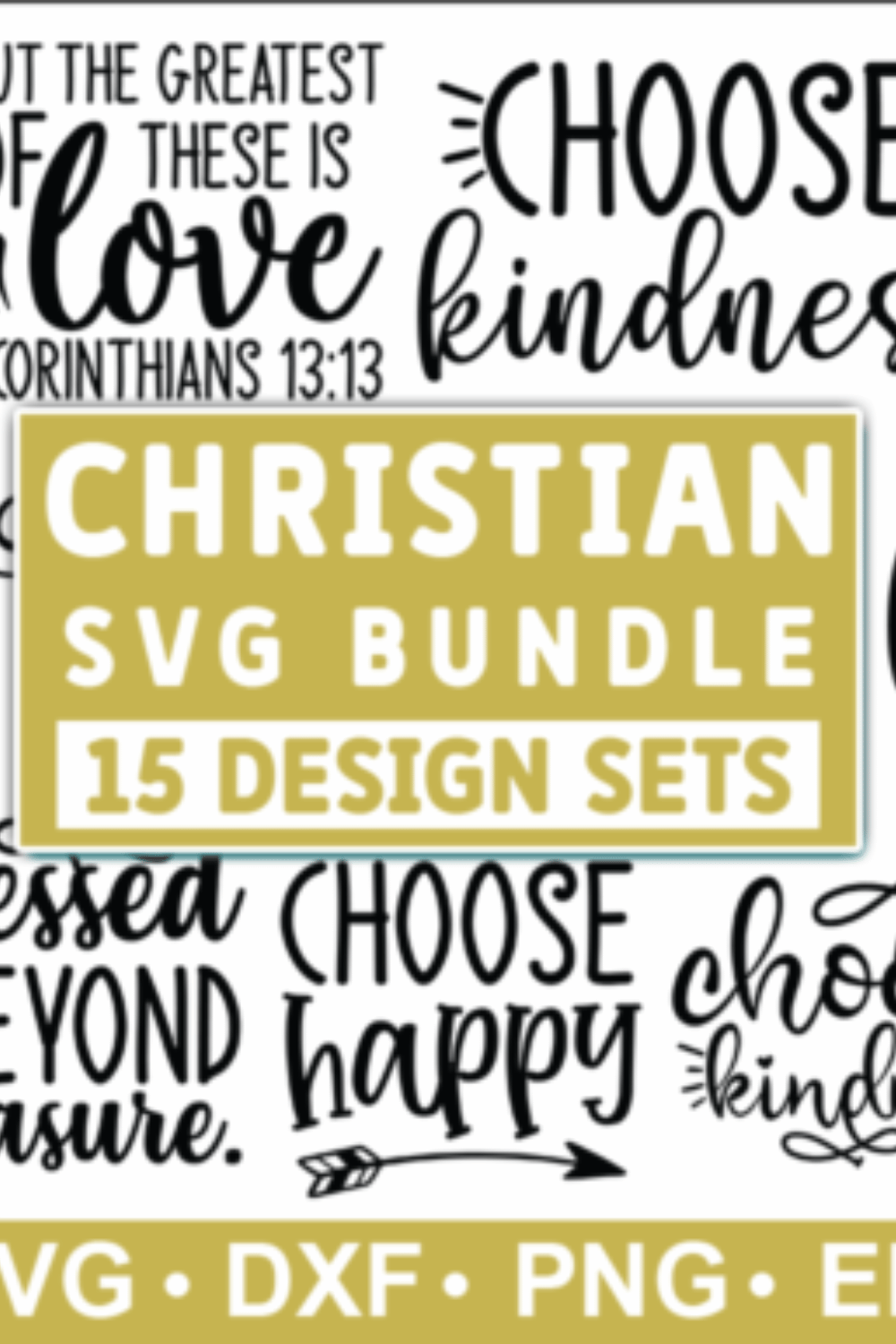 Christian SVG Bundle, Christian Quotes pinterest preview image.