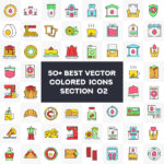 50+ Best Vector Colored icons collection set cover image.