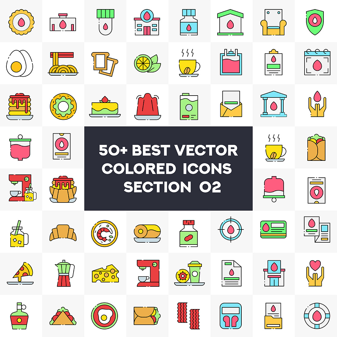 50+ Best Vector Colored icons collection set cover image.