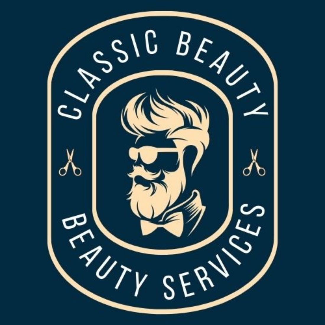 Unique Barber & Beauty Shop Logo Template preview image.