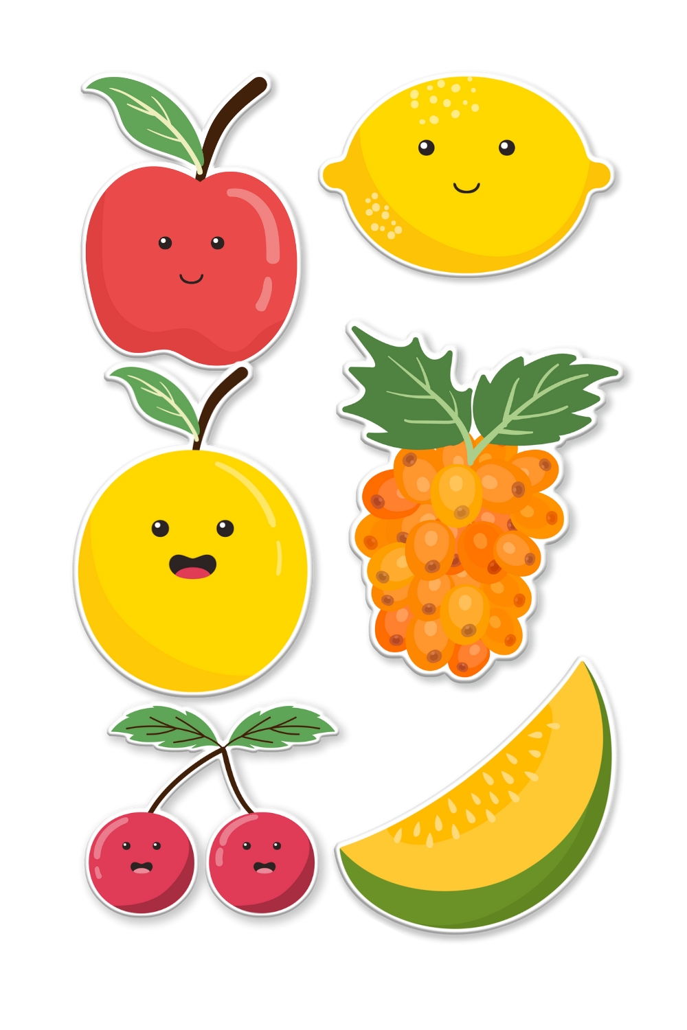 Fruit stickers design pinterest preview image.