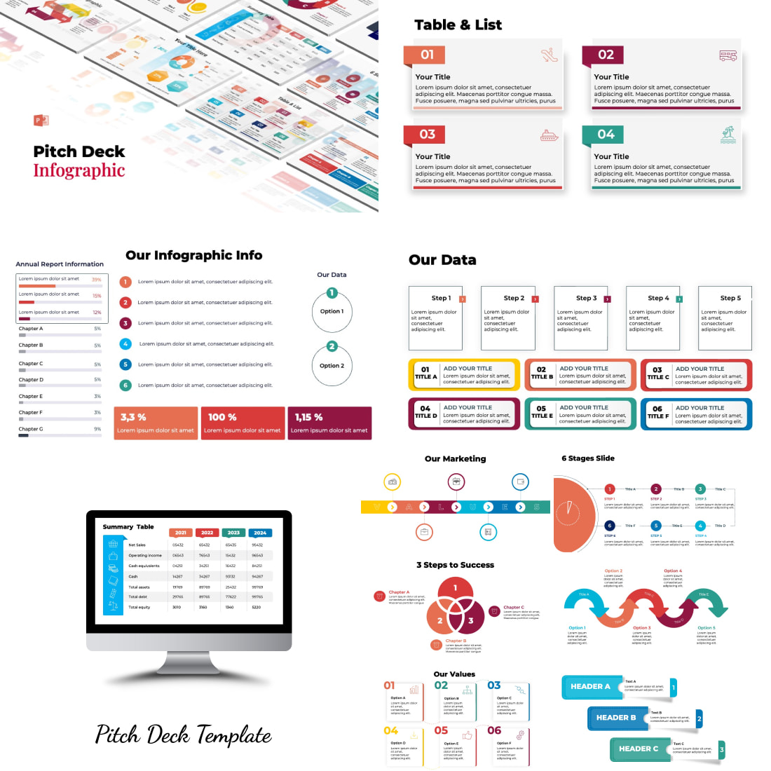 Pitch Deck Infographic Template preview image.