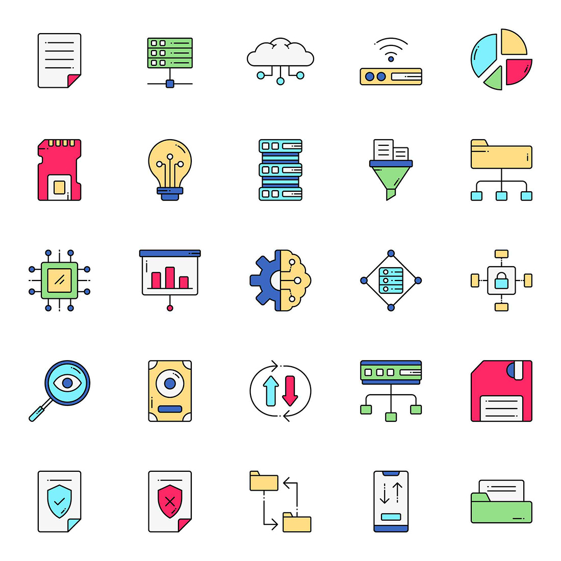 50+ Best Vector Colored icons collection set preview image.