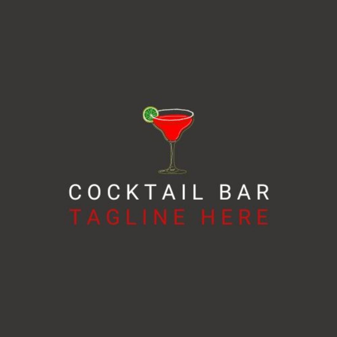 Editable Cocktail Bar Logo Template preview image.