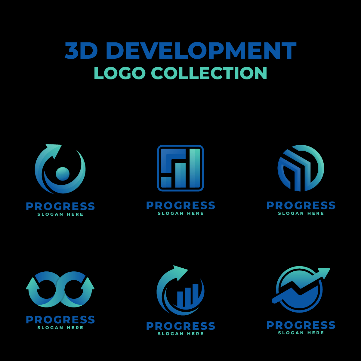 3D Modern Development Logo Collection preview image.