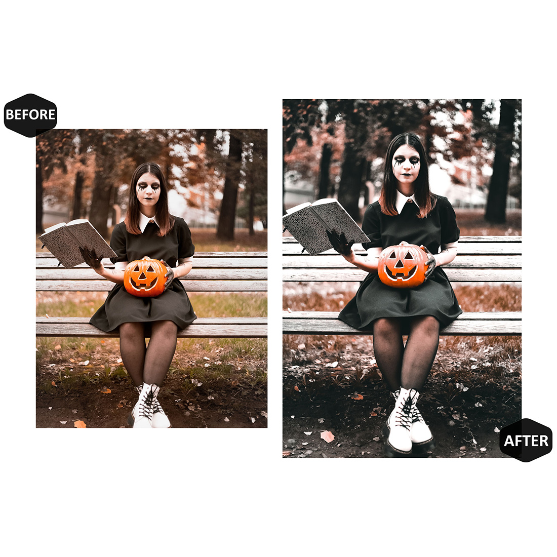 12 The Worst Witch Lightroom Presets, Halloween Mobile Preset, Spooky Vibrant Desktop LR Lifestyle DNG Instagram Moody Filter Theme Portrait preview image.