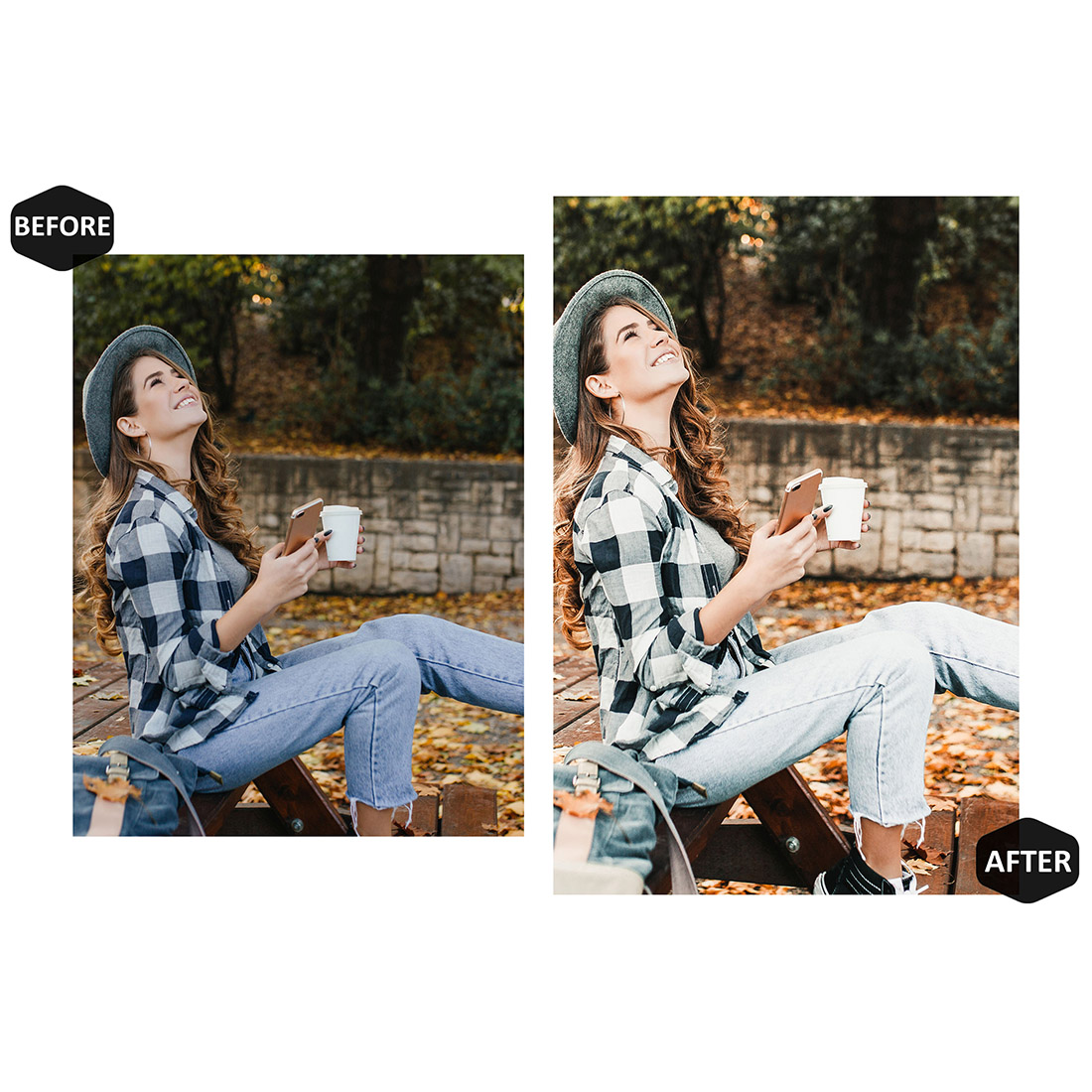 12 Autumnful Lightroom Presets, Fall Mobile Preset, Warm Desktop LR Lifestyle DNG Instagram Rustic Filter Theme Portrait Season preview image.