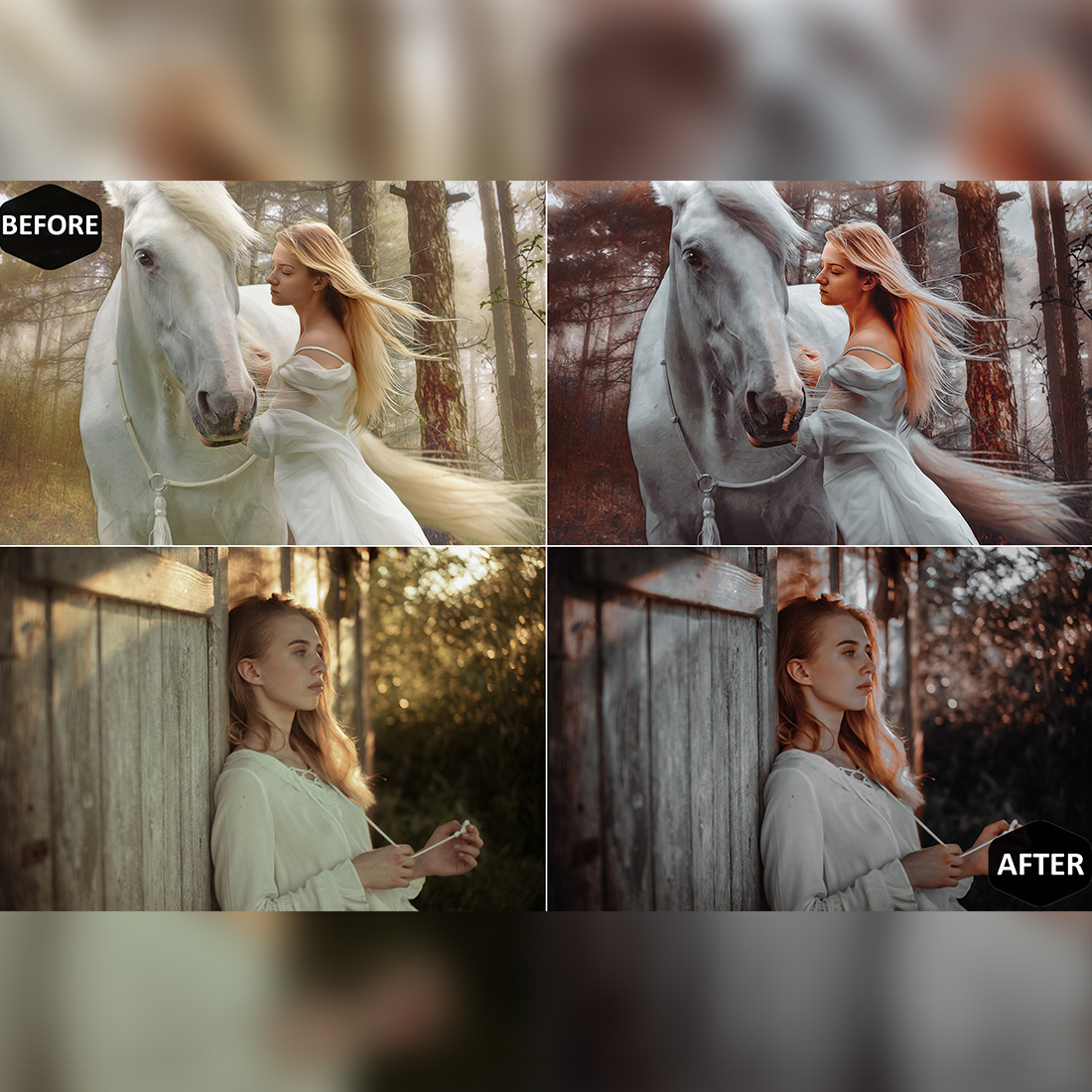 12 Autumn Breeze Lightroom Presets, Fall Mobile Preset, Dreamy Desktop, Lifestyle Portrait Theme Instagram LR Filter DNG Orange Romance preview image.