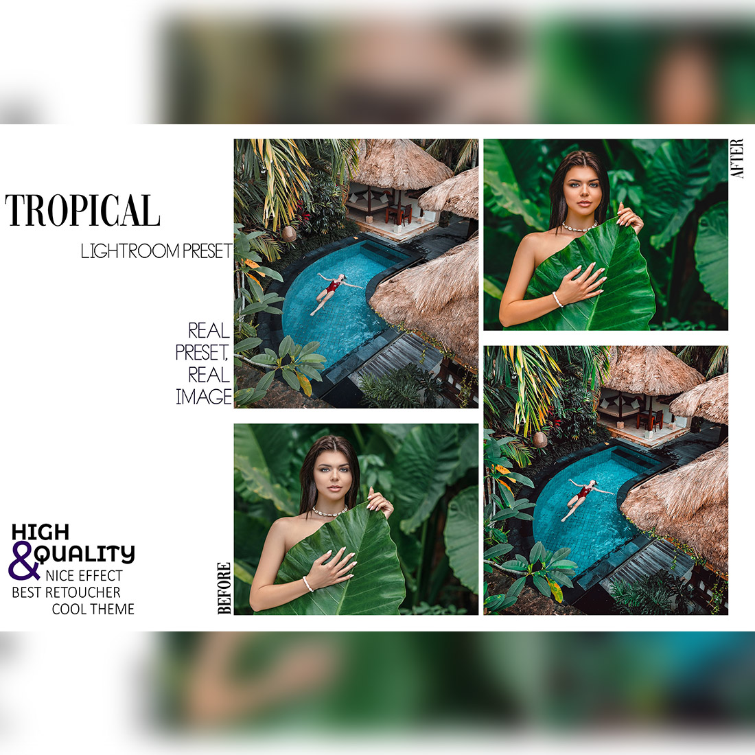 12 Jungle Fever Lightroom Presets, Tropical Mobile Preset, Moody Forest Desktop Lifestyle Portrait Theme For Instagram LR Filter DNG Natural preview image.