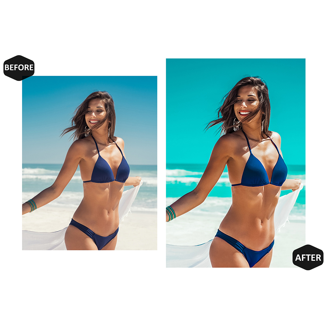 12 Rich Pigment Lightroom Presets, Vibrant Beach Mobile Preset, Summer Desktop LR Filter DNG Lifestyle Theme For Blogger Portrait Instagram preview image.
