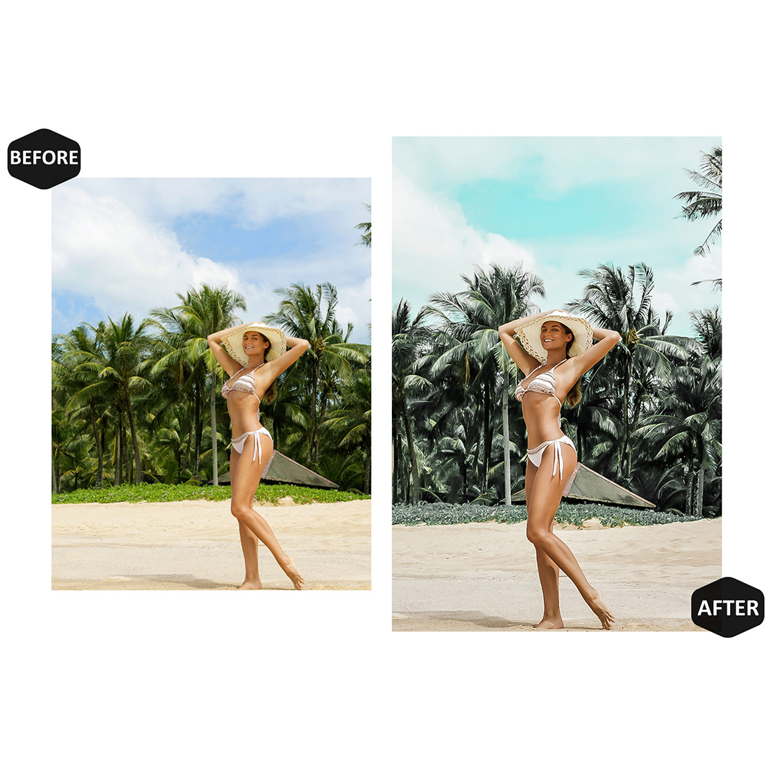 12 Tropical Wonder Lightroom Presets, Skin Bronze Mobile Preset, Summer Bright Desktop LR Filter Lifestyle Theme For Blogger Portrait Instagram preview image.