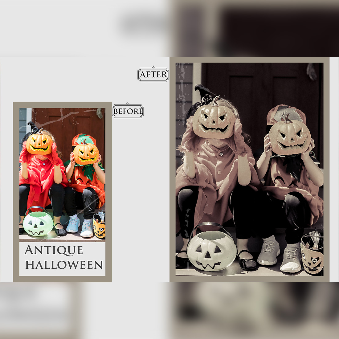 12 Antique Halloween Lightroom Presets, Vintage Moody Preset, Spooky Desktop LR Filter DNG Lifestyle Theme For Blogger Portrait Instagram preview image.