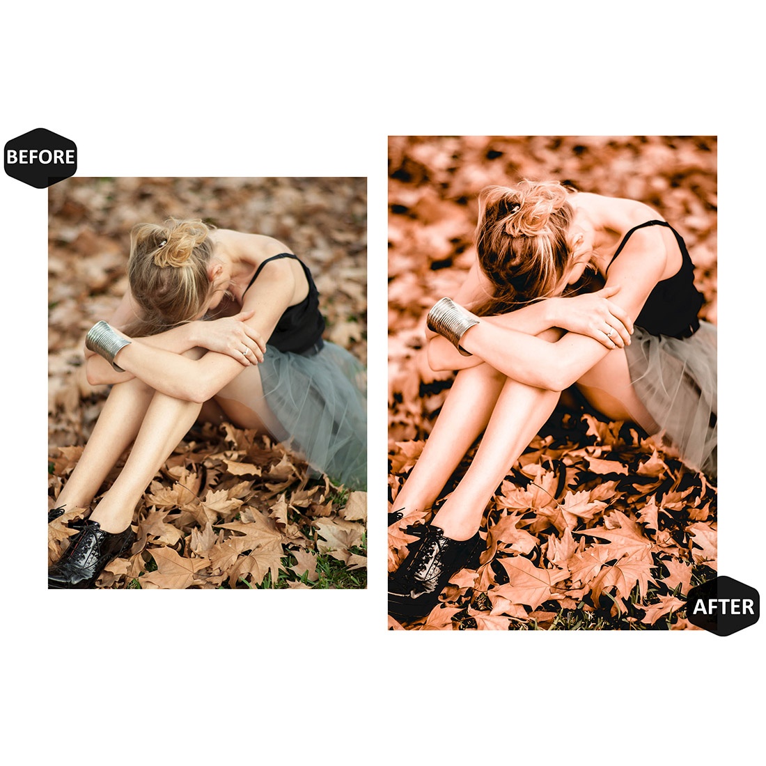 12 Falling Leaves Lightroom Presets, Autumn Leaf Preset, Fall Moody Desktop LR Filter DNG Lifestyle Theme For Blogger Portrait Instagram preview image.