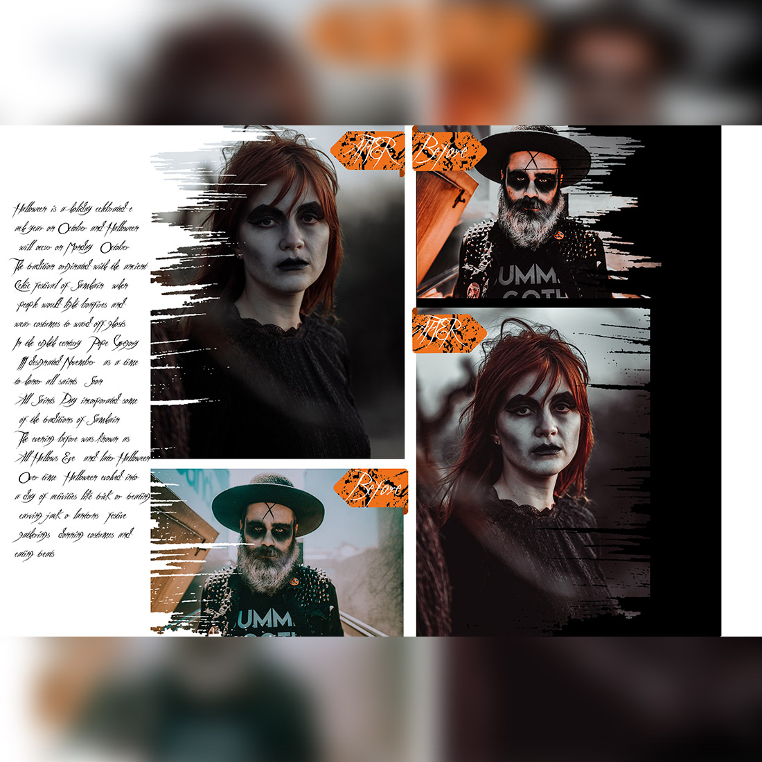 12 The Heebie-Jeebies Lightroom Presets, Halloween Mobile Preset, Horror Orange Desktop, Lifestyle Portrait Theme Instagram LR Filter DNG preview image.