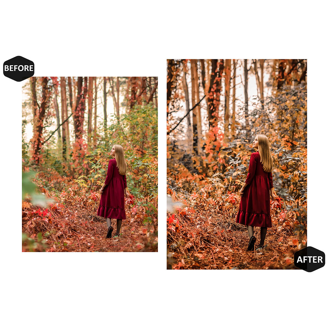 12 Nice Fall Lightroom Presets, Autumn Moody Preset, Girl happy Desktop LR Filter DNG Lifestyle Theme For Blogger Portrait Instagram preview image.