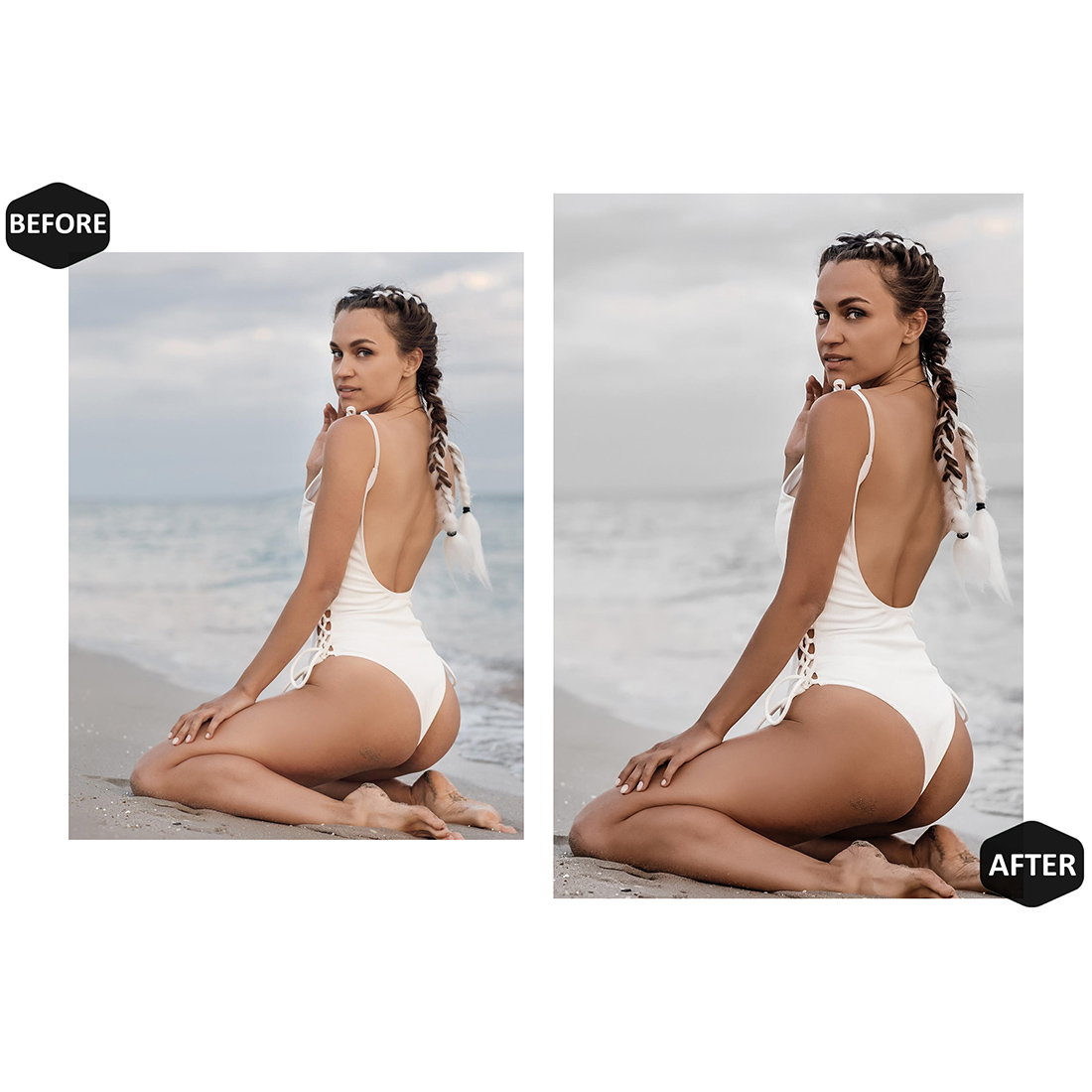 12 Truly Nude Lightroom Presets, White Mobile Preset, Brown Skin Desktop LR Filter DNG Lifestyle Theme For Blogger Portrait Instagram preview image.
