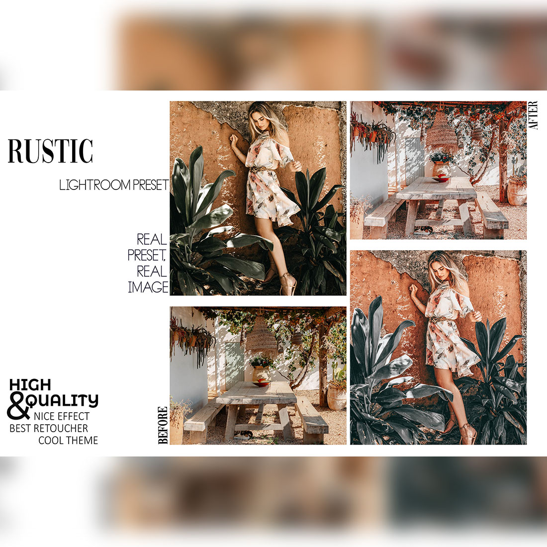 10 Full Of Life Lightroom Presets, Rustic Mobile Preset, Summer Girl Desktop, Lifestyle Portrait Theme Instagram LR Filter DNG Nature Boho preview image.