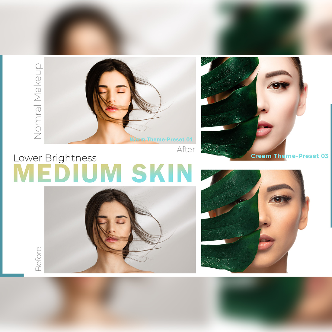 16 Beauty Kit Lightroom Presets, Retouch Mobile Preset, Skin Makeup Desktop LR Filter DNG Lifestyle Theme For Blogger Portrait Instagram preview image.