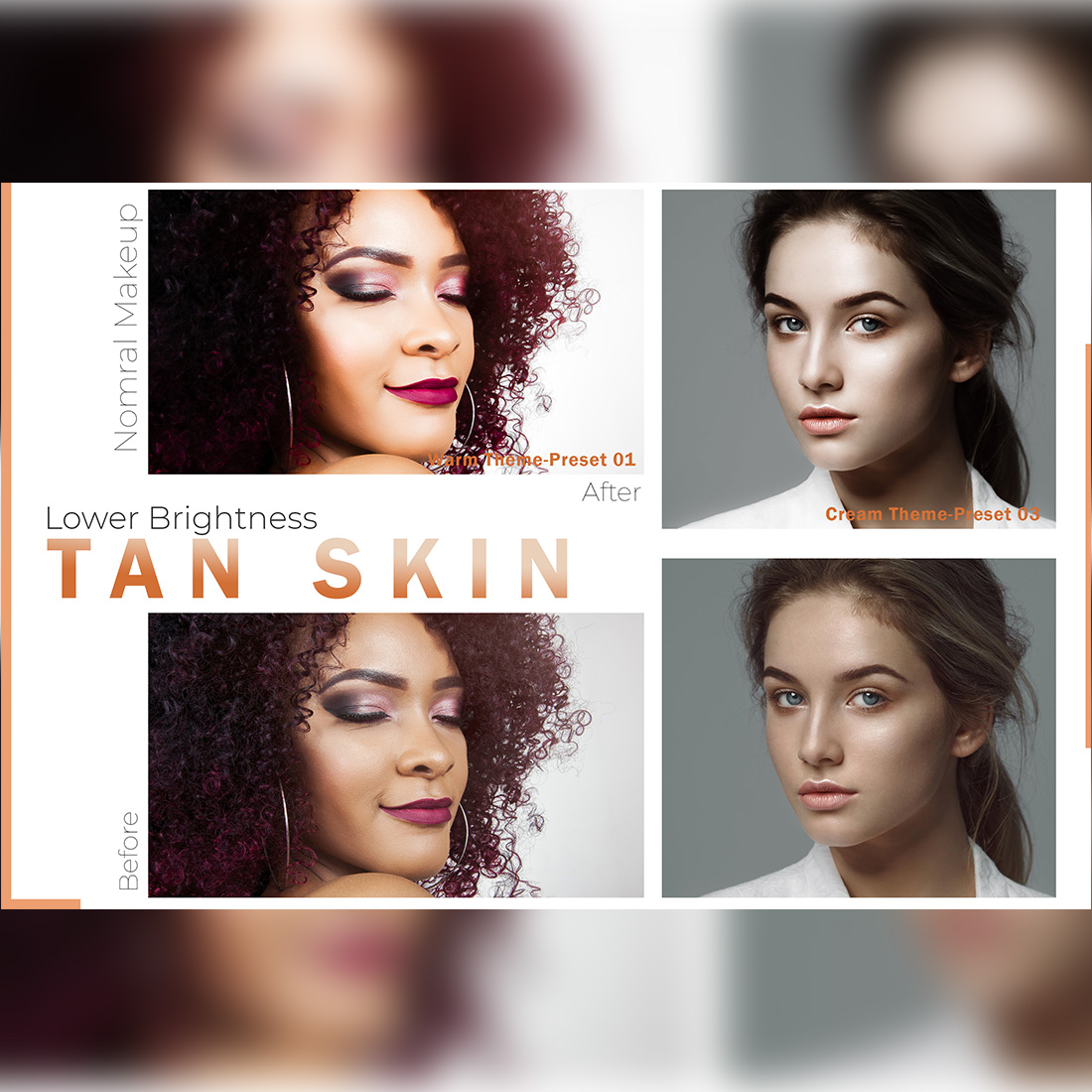 16 Perfect Skin Lightroom Presets, Retouch Mobile Preset, Makeup Desktop LR Filter DNG Lifestyle Theme For Blogger Portrait Instagram preview image.