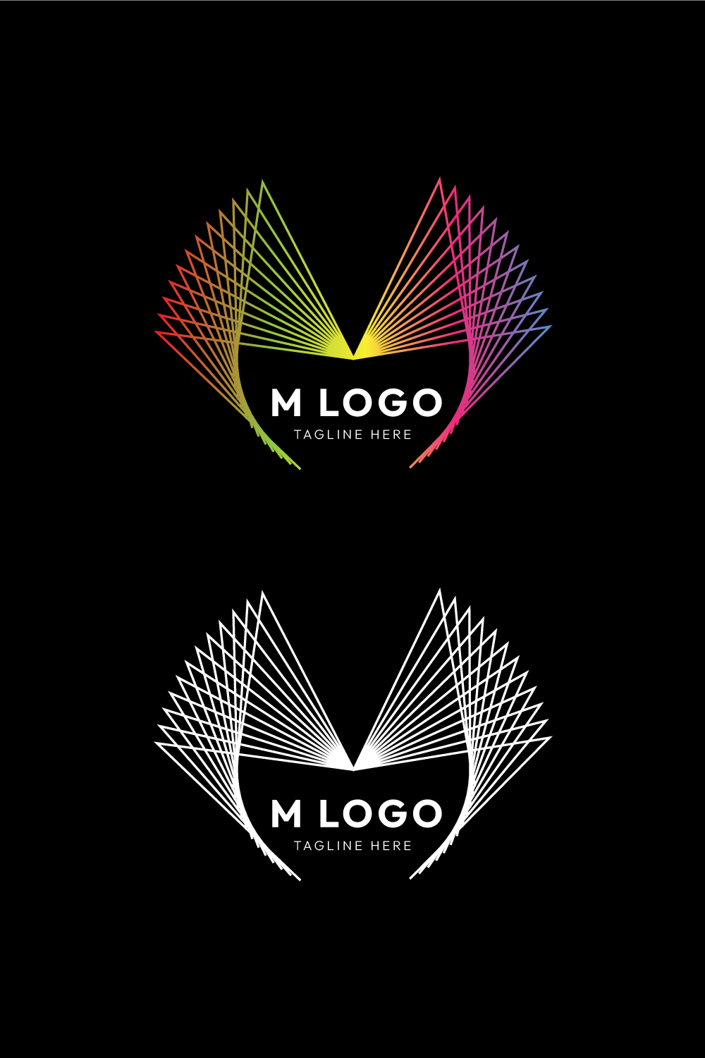 Modern Line Art Letter M Real Estate Logo Design | Professional Branding Bundle pinterest preview image.